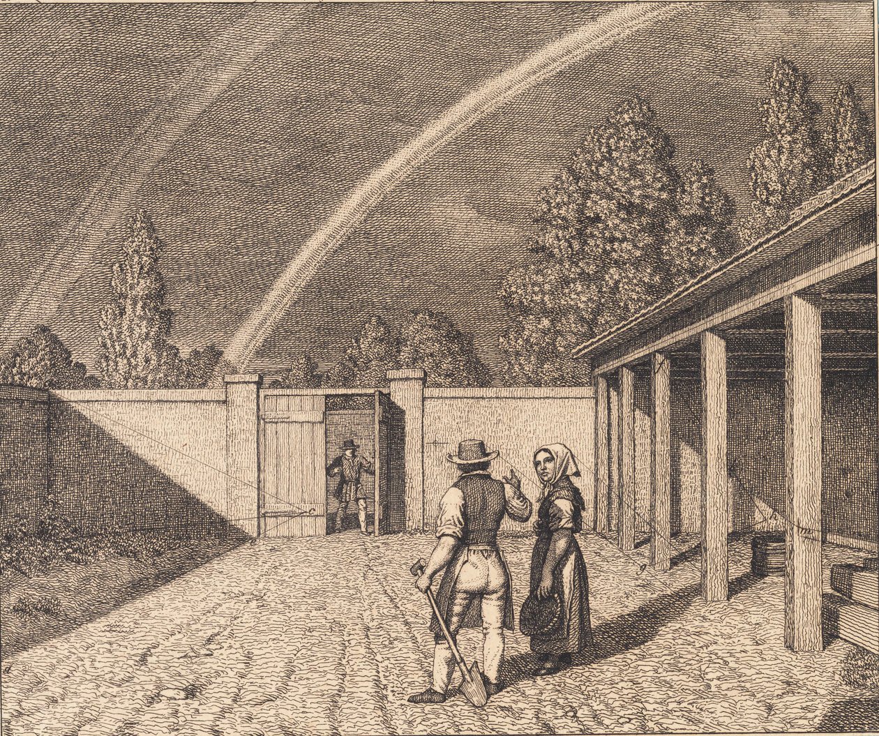 En dobbelt regnbue. Illustration til "Linearperspectiven", Tavle V af Christoffer Wilhelm Eckersberg