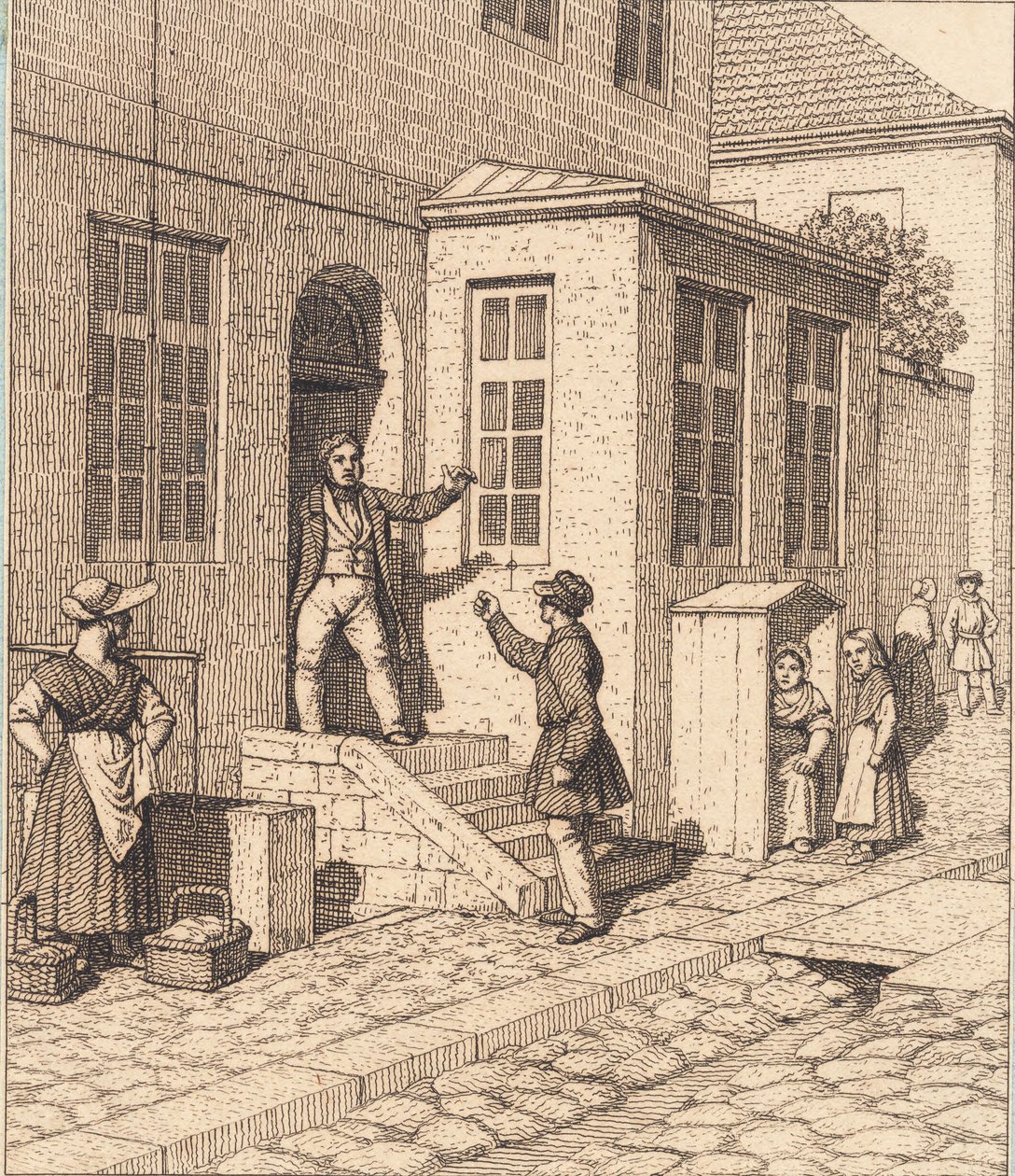 En gadescene. Illustration til "Linearperspectiven", Tavle VII af Christoffer Wilhelm Eckersberg