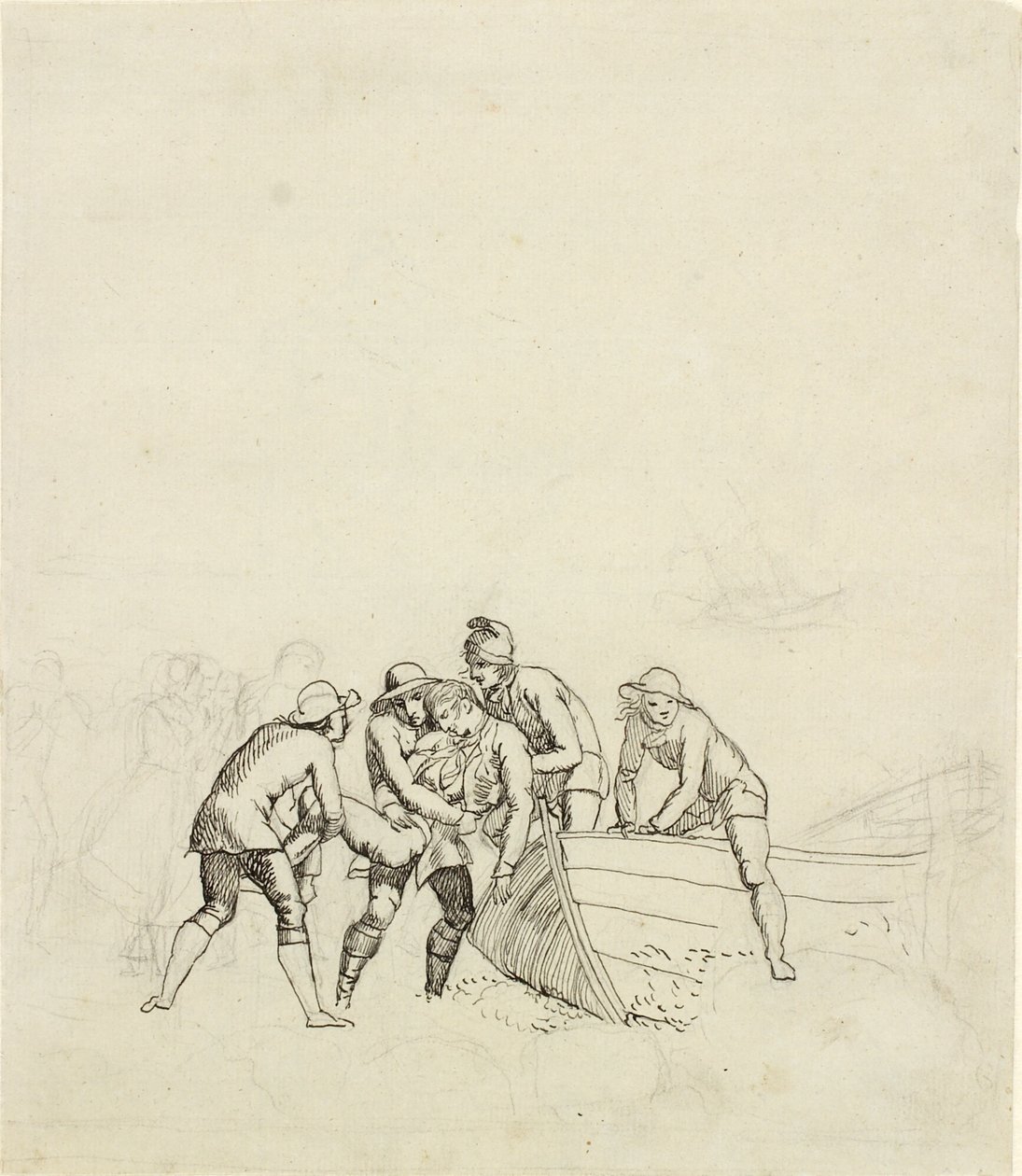 Fiskerne fra Hornbæk - studie til hovedgruppen af Christoffer Wilhelm Eckersberg