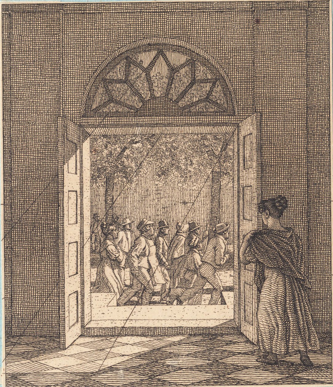 Fra en forstue. Illustration til "Linearperspectiven", Tavle VI af Christoffer Wilhelm Eckersberg