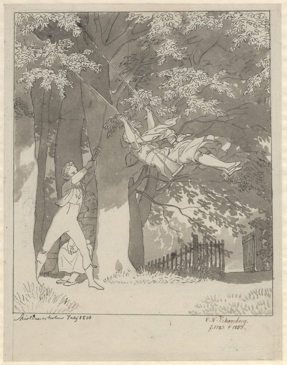 Gyngen. Fra skoven ved Skjoldnæsholm af Christoffer Wilhelm Eckersberg