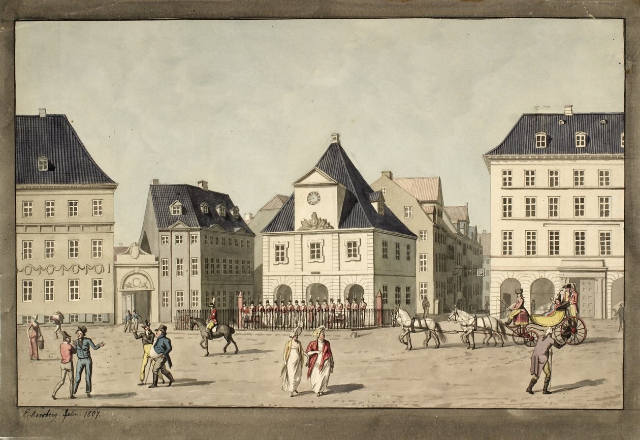 Kongens Nytorv med Hovedvagten af Christoffer Wilhelm Eckersberg