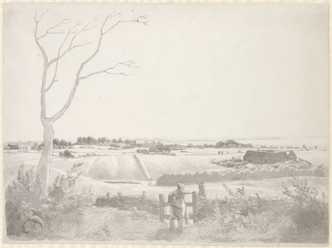 Landskab med bondepige ved en stente af Christoffer Wilhelm Eckersberg