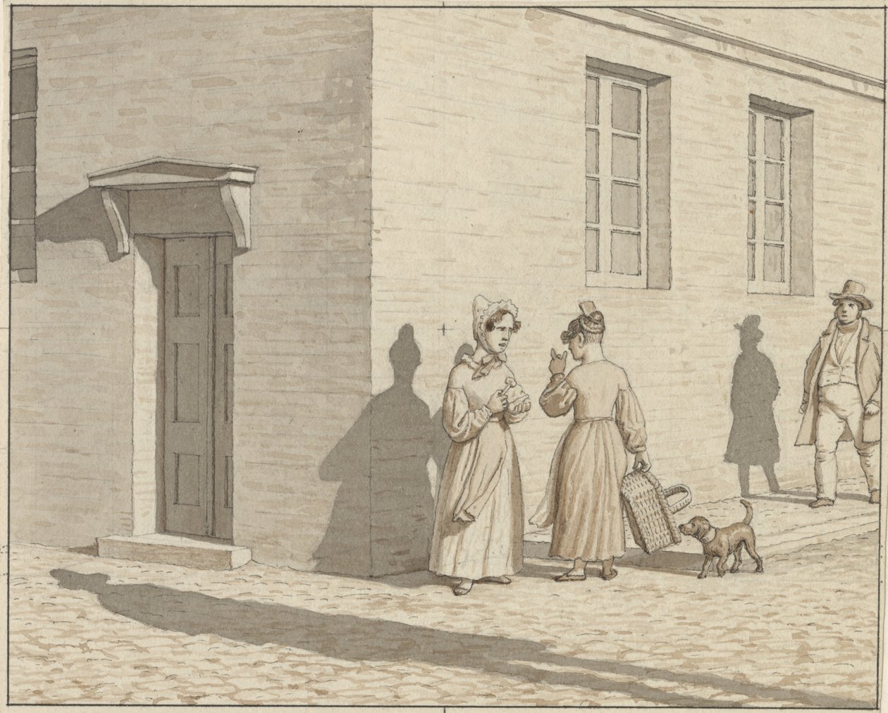 Lineært perspektiv som anvendt i maleri - Plade VII, 1 - A Street Corner Encounter af Christoffer Wilhelm Eckersberg