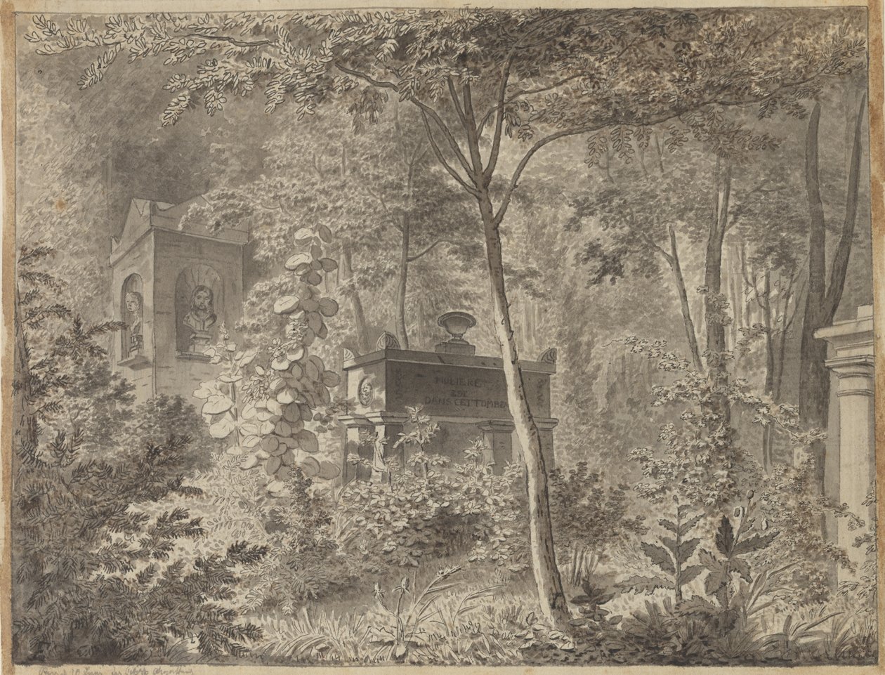 Molières grav i Jardin Elysée des Petits Augustins, Paris 10. juni (1811) af Christoffer Wilhelm Eckersberg