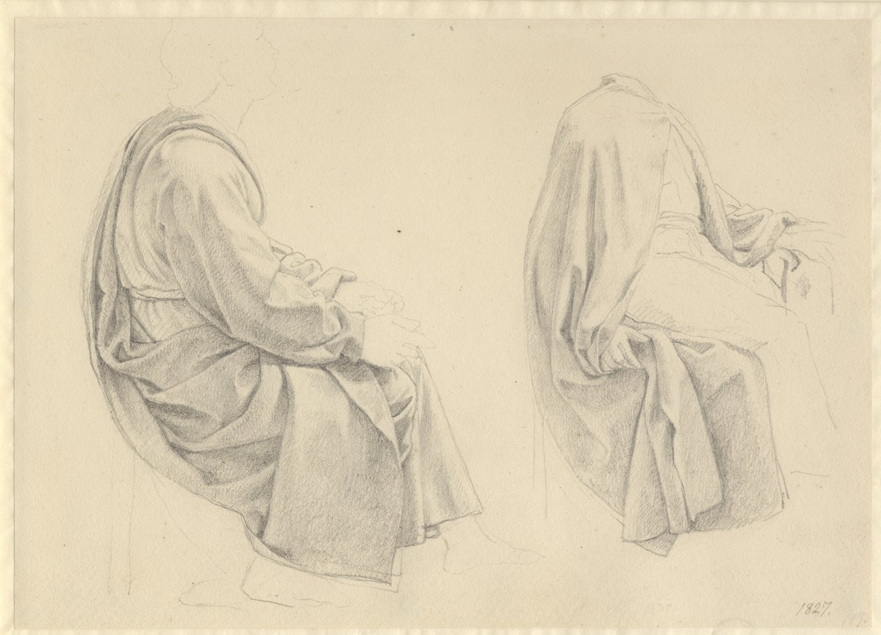 Nadveren - draperistudie til to af apostlene. af Christoffer Wilhelm Eckersberg
