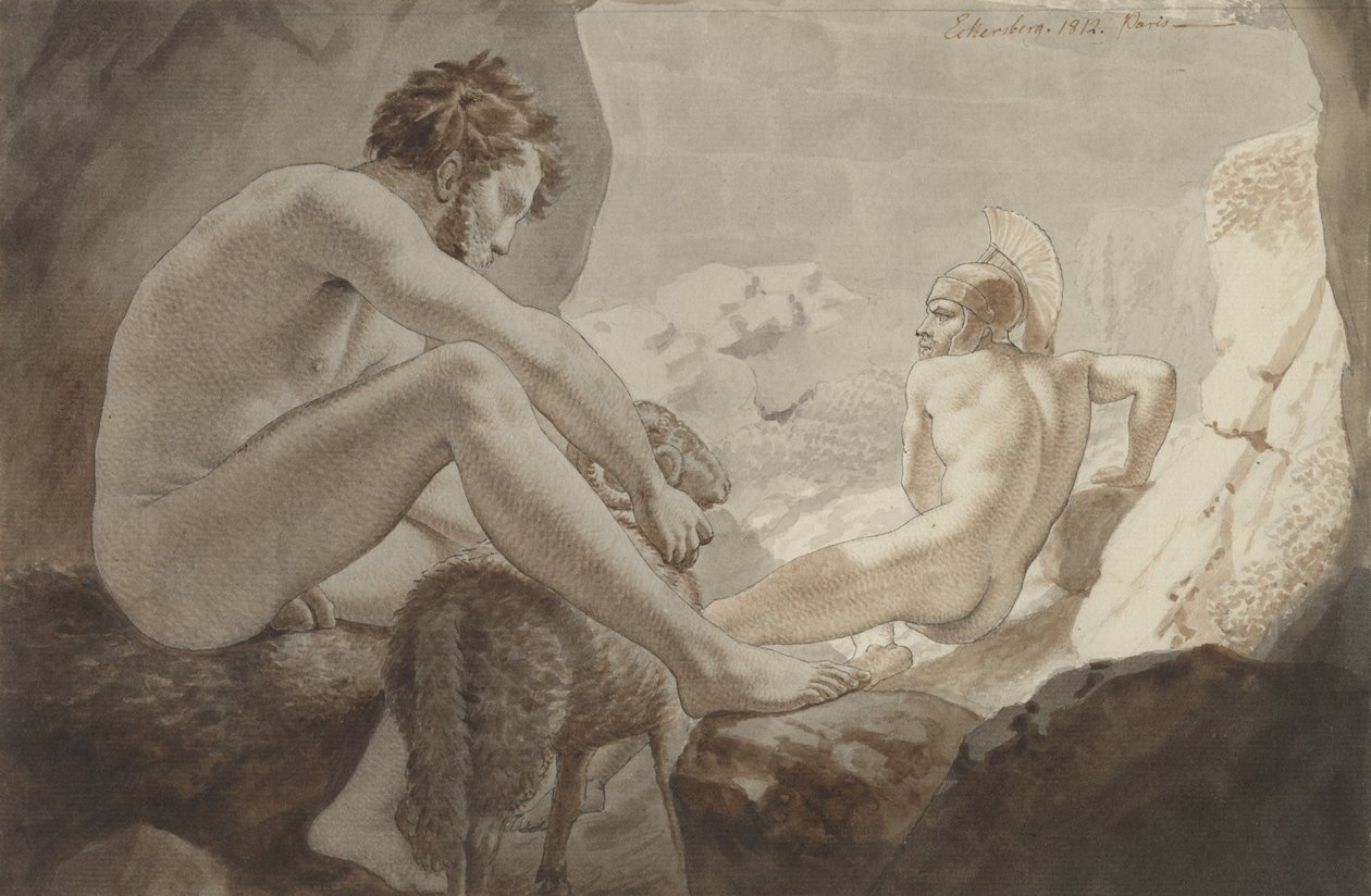 Odysseus flygter fra Polyfem af Christoffer Wilhelm Eckersberg