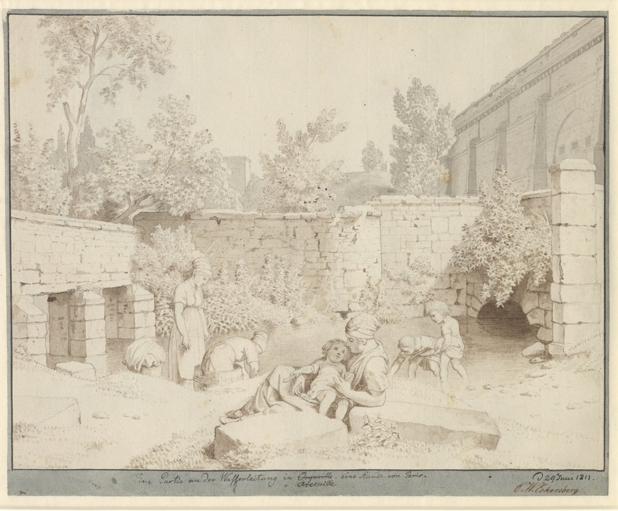 Parti ved den romerske vandledning i Arcueil, Paris af Christoffer Wilhelm Eckersberg