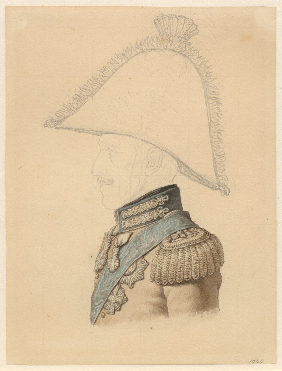 Portræt af Frederik VI i profil mod venstre af Christoffer Wilhelm Eckersberg