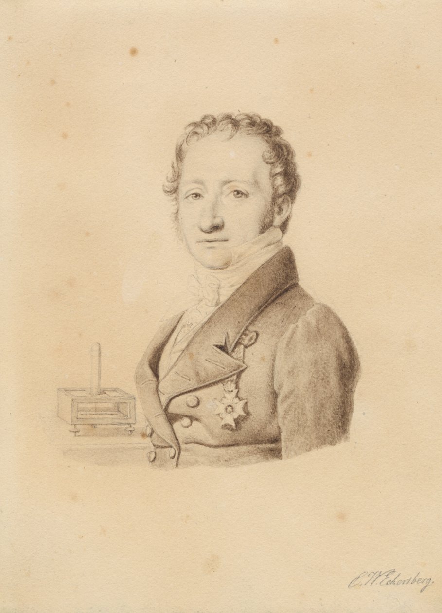 Portræt af den norske fysikker Christoffer Hansteen. Brystbillede en face t.v. af Christoffer Wilhelm Eckersberg