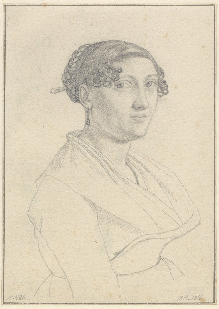 Portræt af en romerinde, en face vendt mod højre. af Christoffer Wilhelm Eckersberg