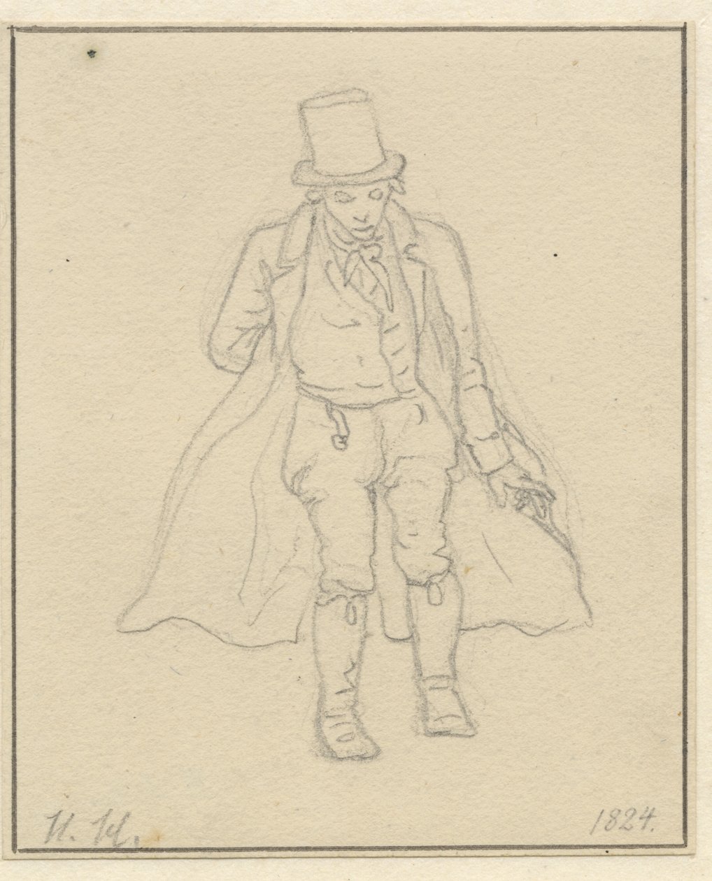Portrætmaler Hans Hansen, hel figur af Christoffer Wilhelm Eckersberg