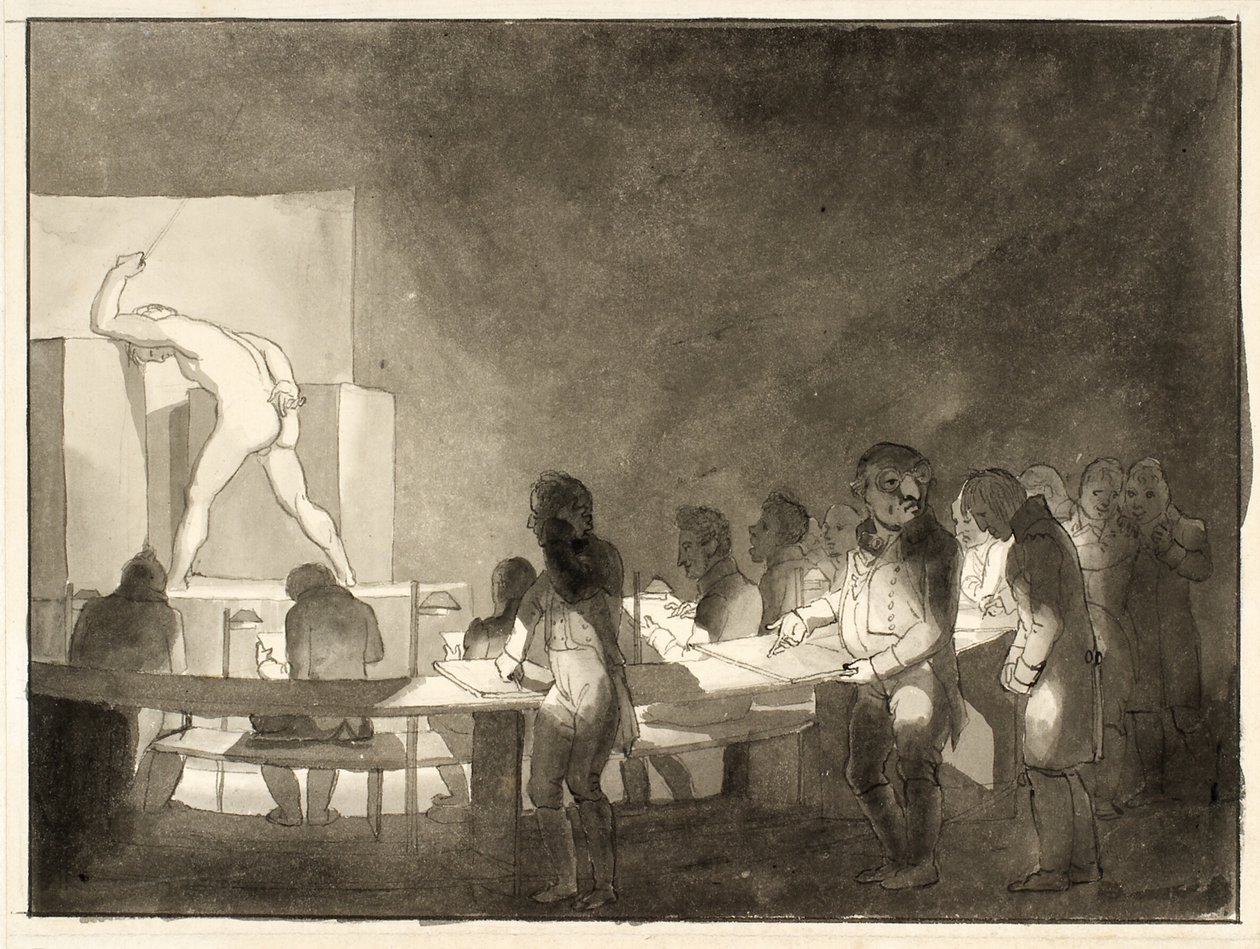 Satire over Livsklassen på Det Kongelige Kunstakademi af Christoffer Wilhelm Eckersberg