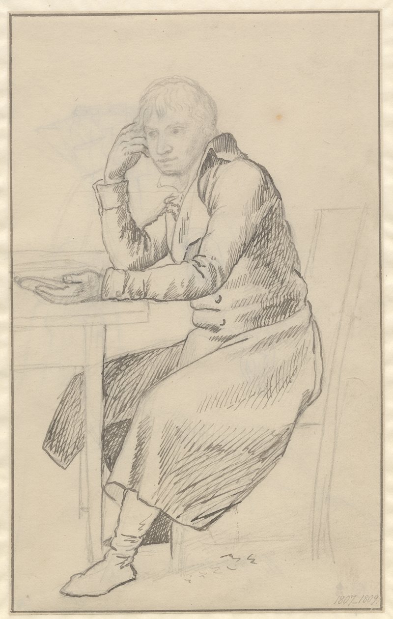 Siddende mand ved et bord af Christoffer Wilhelm Eckersberg
