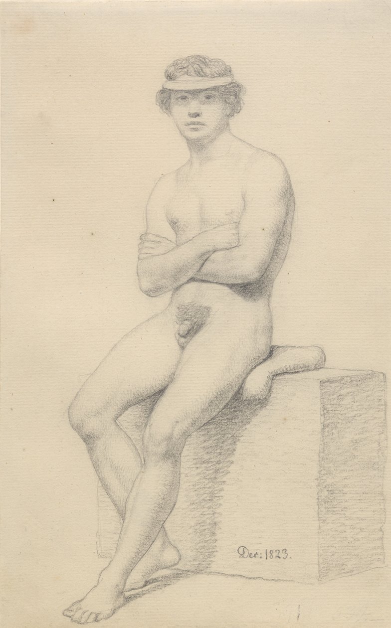 Siddende mandlig model. af Christoffer Wilhelm Eckersberg