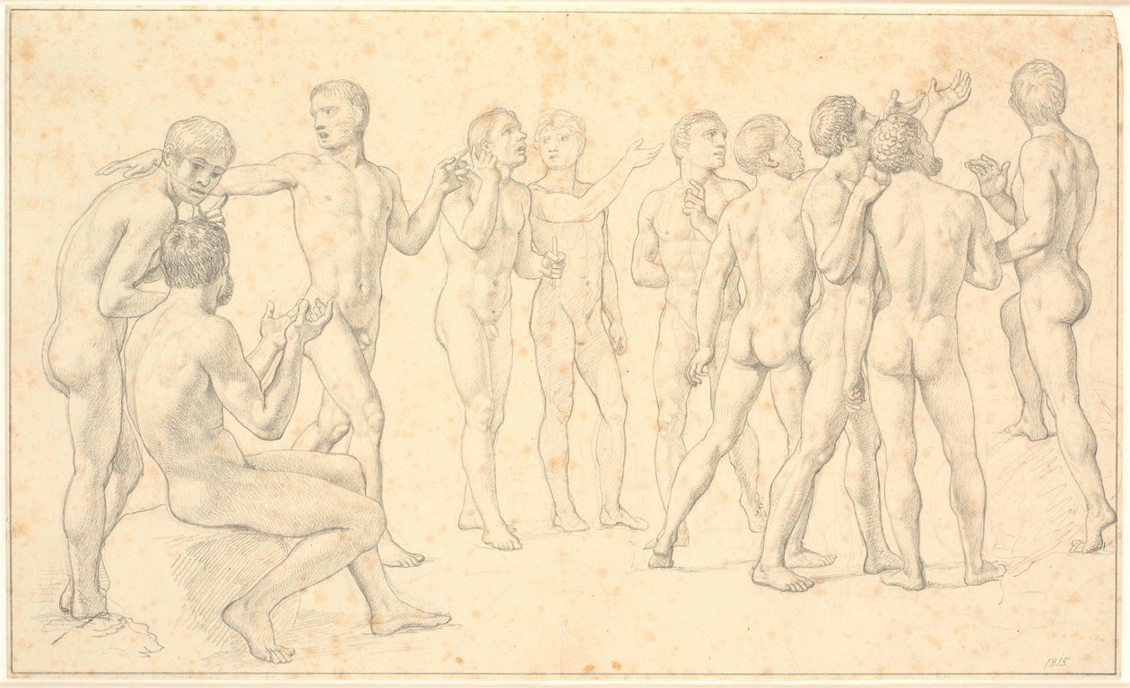 Studie af en gruppe af nøgne mænd af Christoffer Wilhelm Eckersberg
