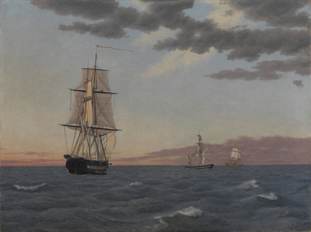 Corvetten "Galathea" lyver for at sende hjælp til briggen "St Jean" af Christoffer Wilhelm Eckersberg
