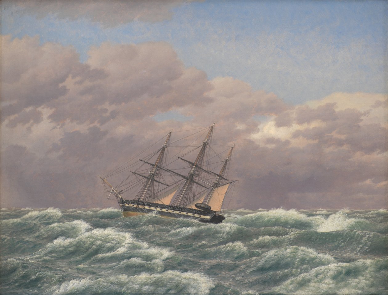 Korvetten "Galathea" i en storm i Nordsøen af Christoffer Wilhelm Eckersberg