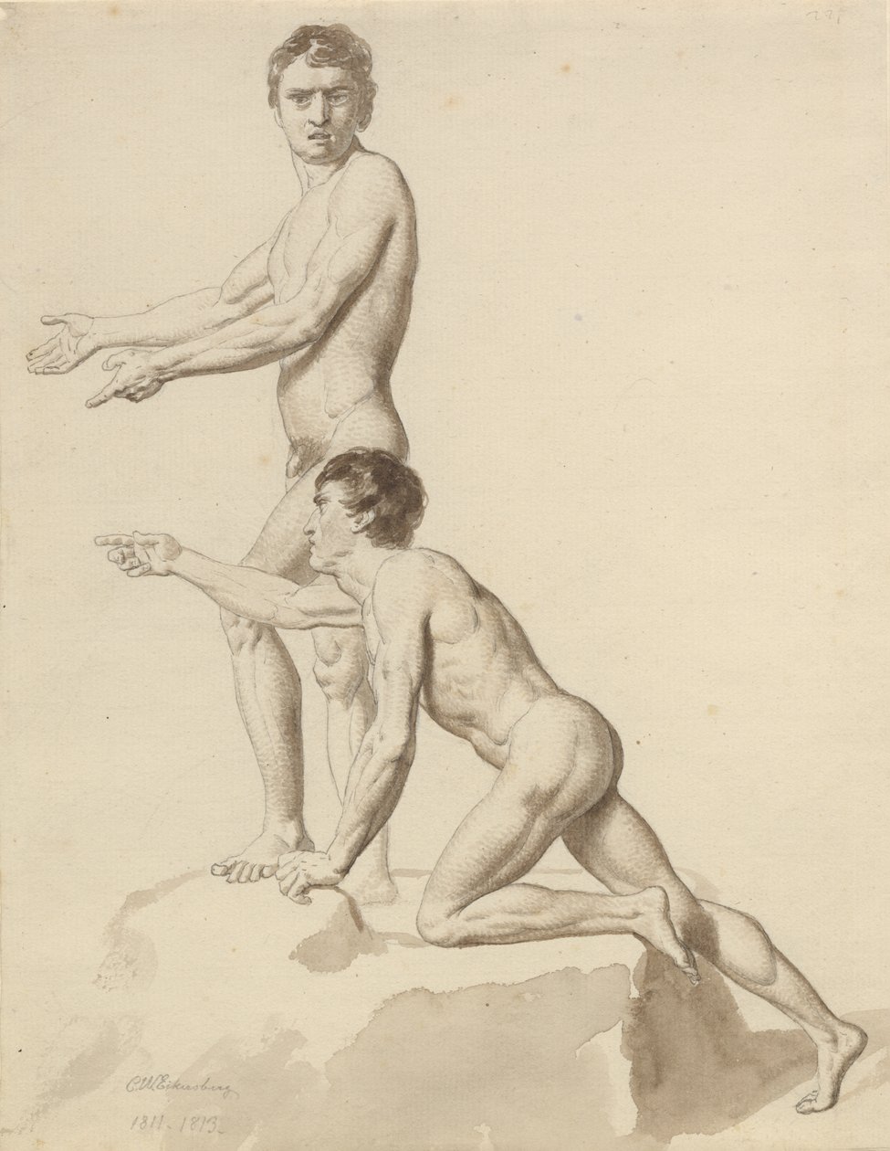 To israelitter på en klippeblok af Christoffer Wilhelm Eckersberg