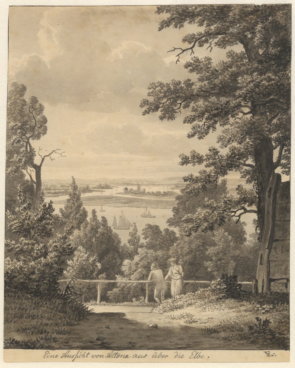 Udsigt fra Altona med udsigt over Elben af Christoffer Wilhelm Eckersberg