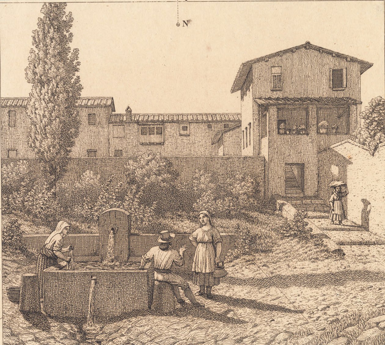 Udsigt over en italiensk landsby af Christoffer Wilhelm Eckersberg