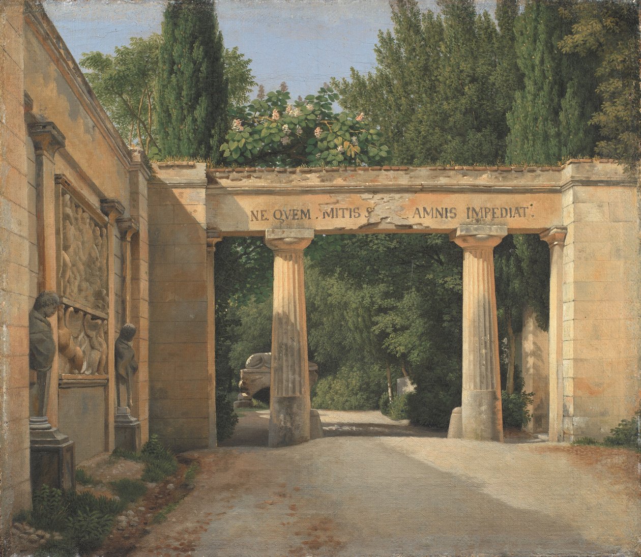 Udsigt over haven til Villa Borghese i Rom af Christoffer Wilhelm Eckersberg