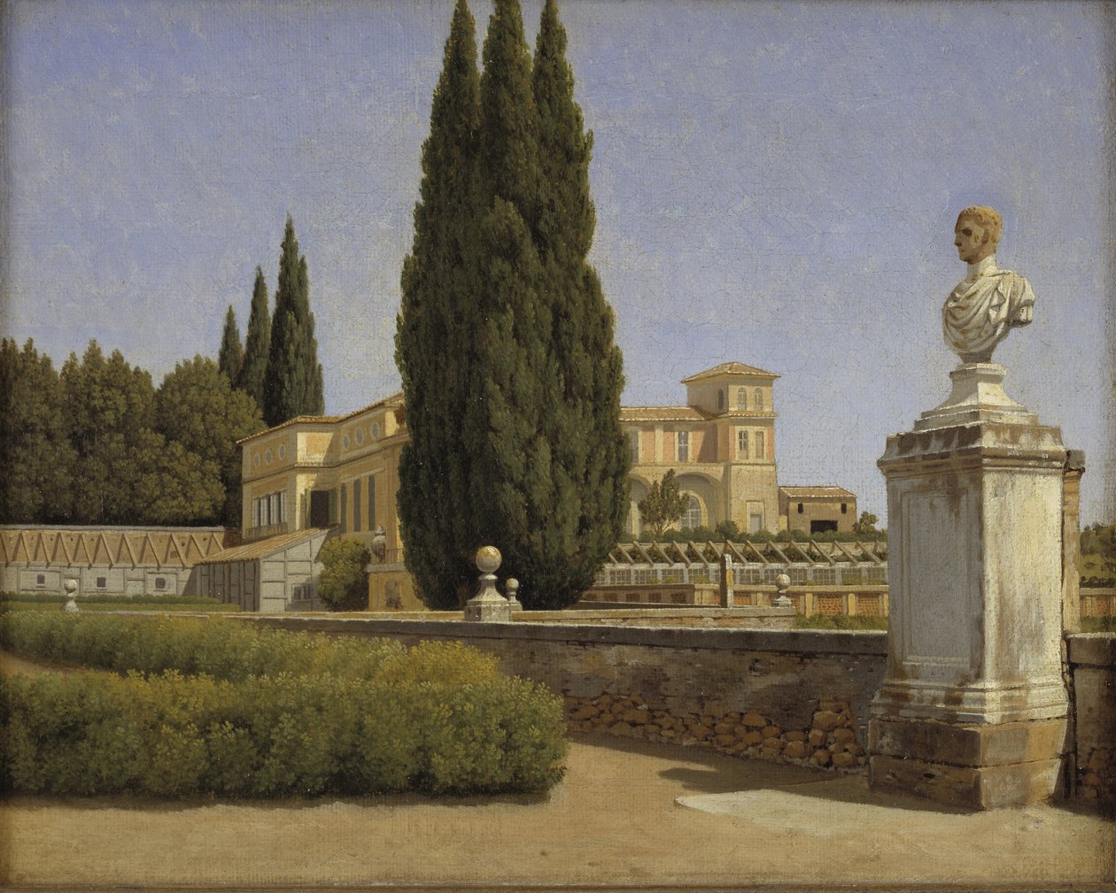 Udsigt over Villa Albanis haver. Rom af Christoffer Wilhelm Eckersberg