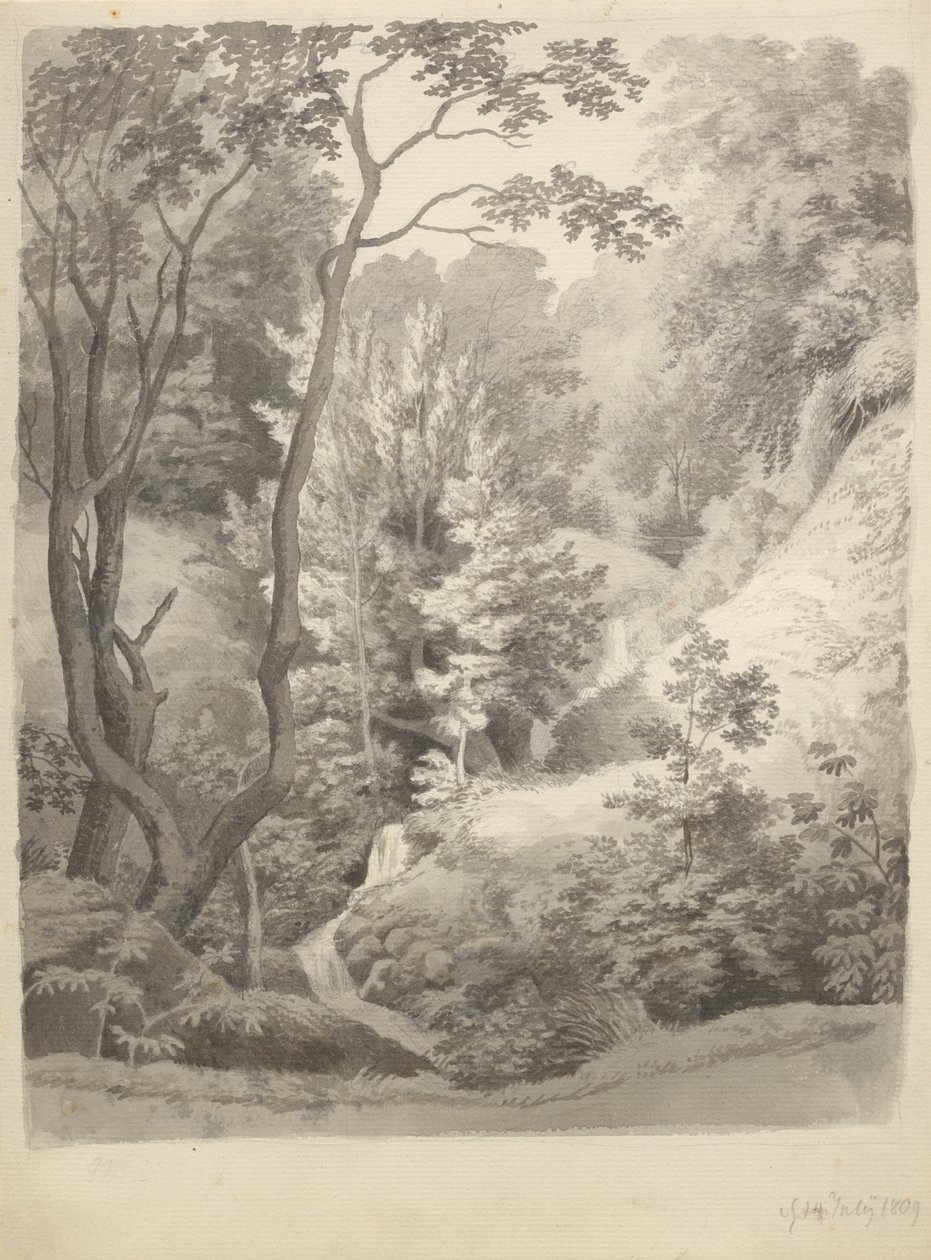 Udsigt over Liselund Gods Park på Møn af Christoffer Wilhelm Eckersberg