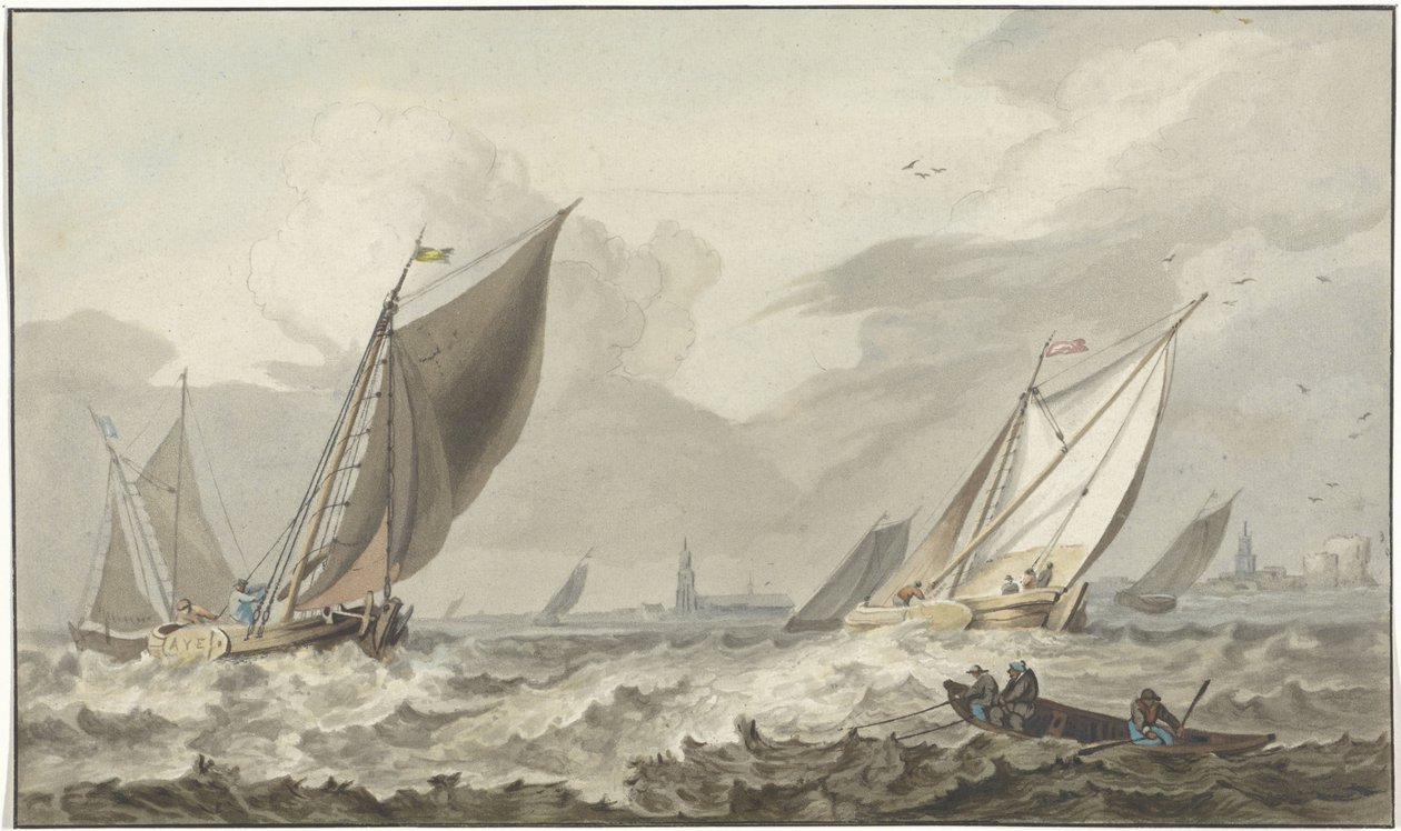 Zuiderzee med Medemblik foran af C. Dietrich (prentmaker)