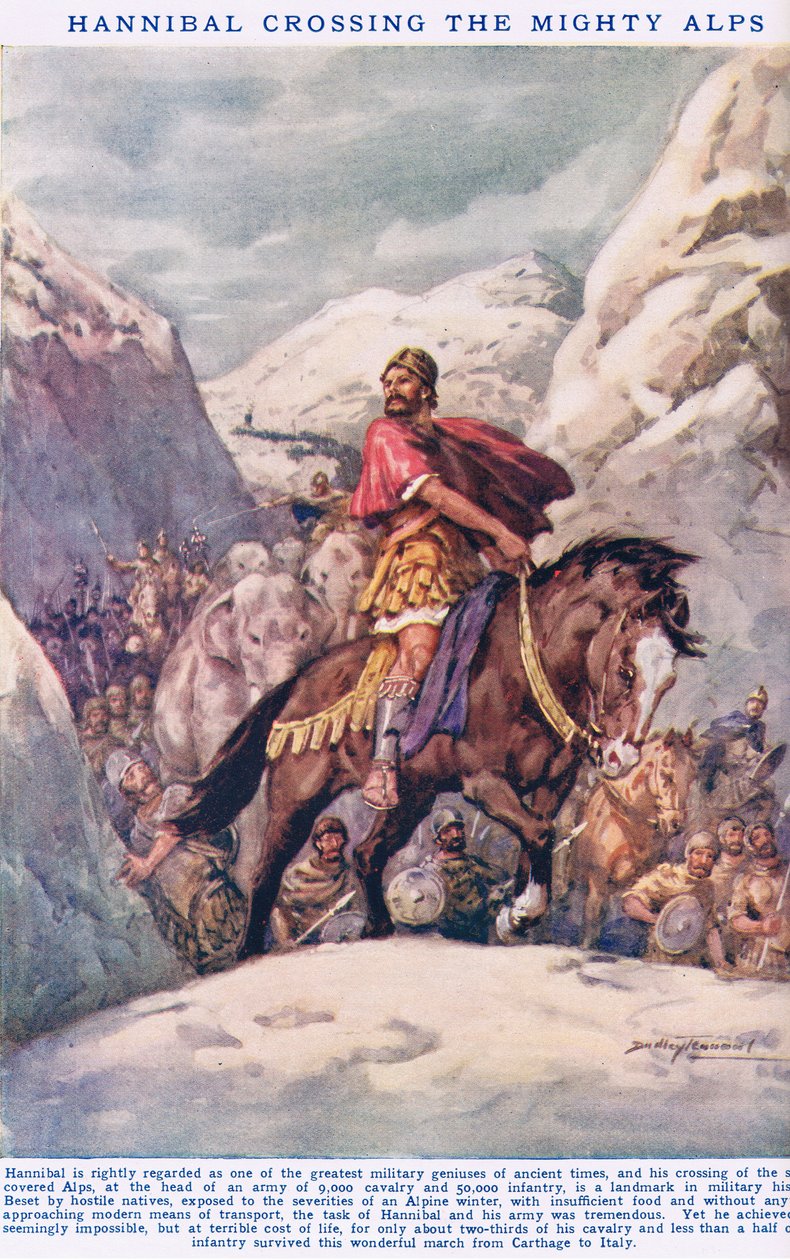 Hannibal Crossing the Mighty Alps, illustration fra 