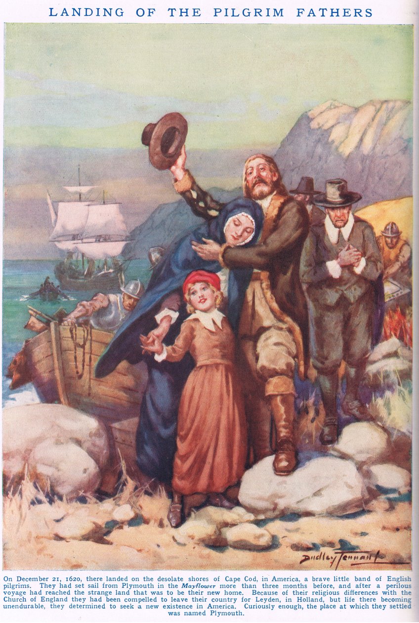 Pilgrimsfædrenes landgang, illustration fra 