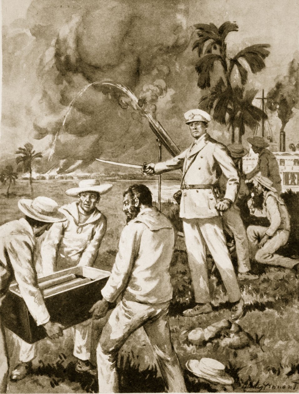 Raketafdelingen ved Atbara (litho) af C. Dudley Tennant