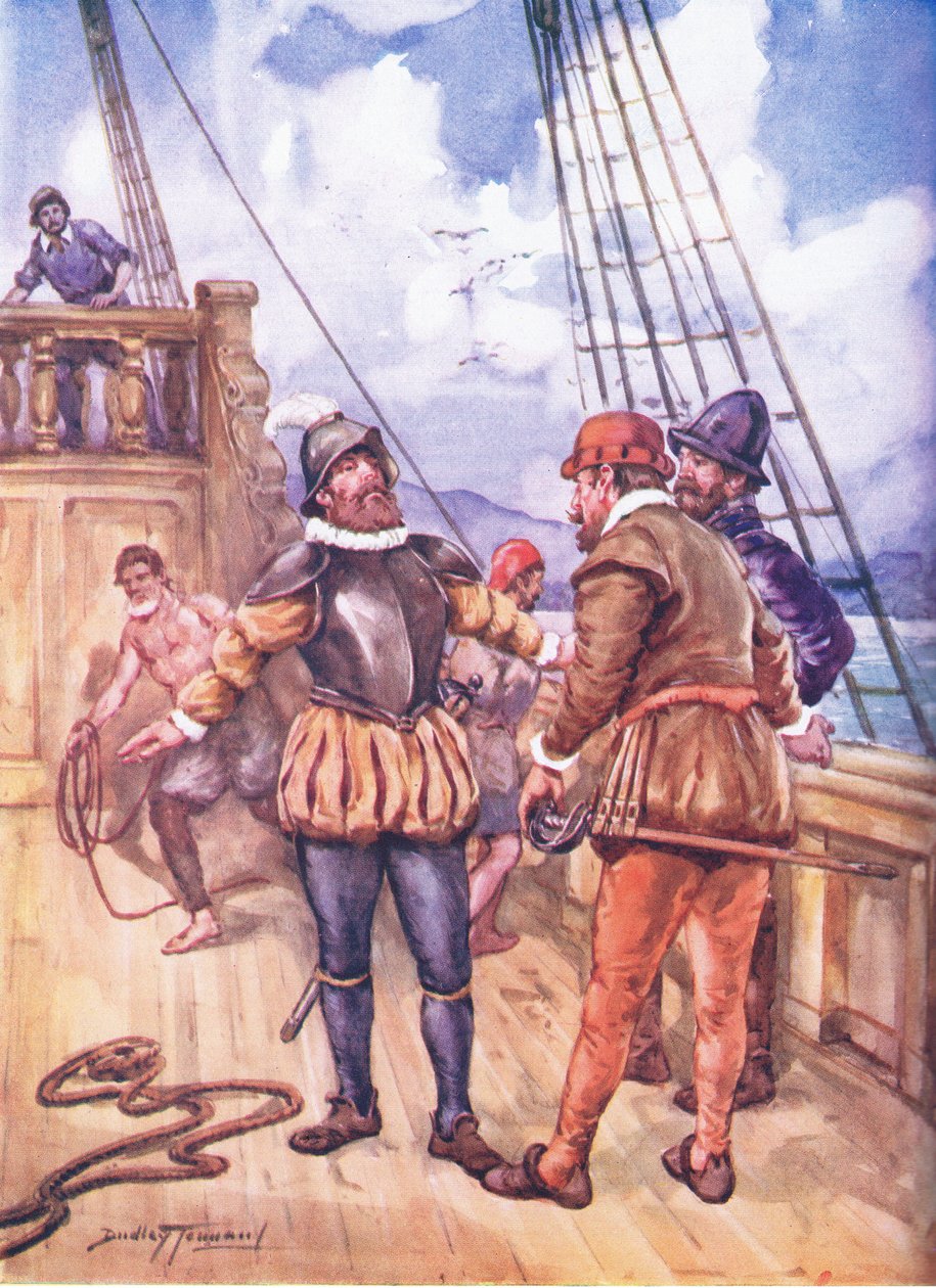 Den frygtløse sømand, der forbandt to oceaner (farve litho) af C. Dudley Tennant