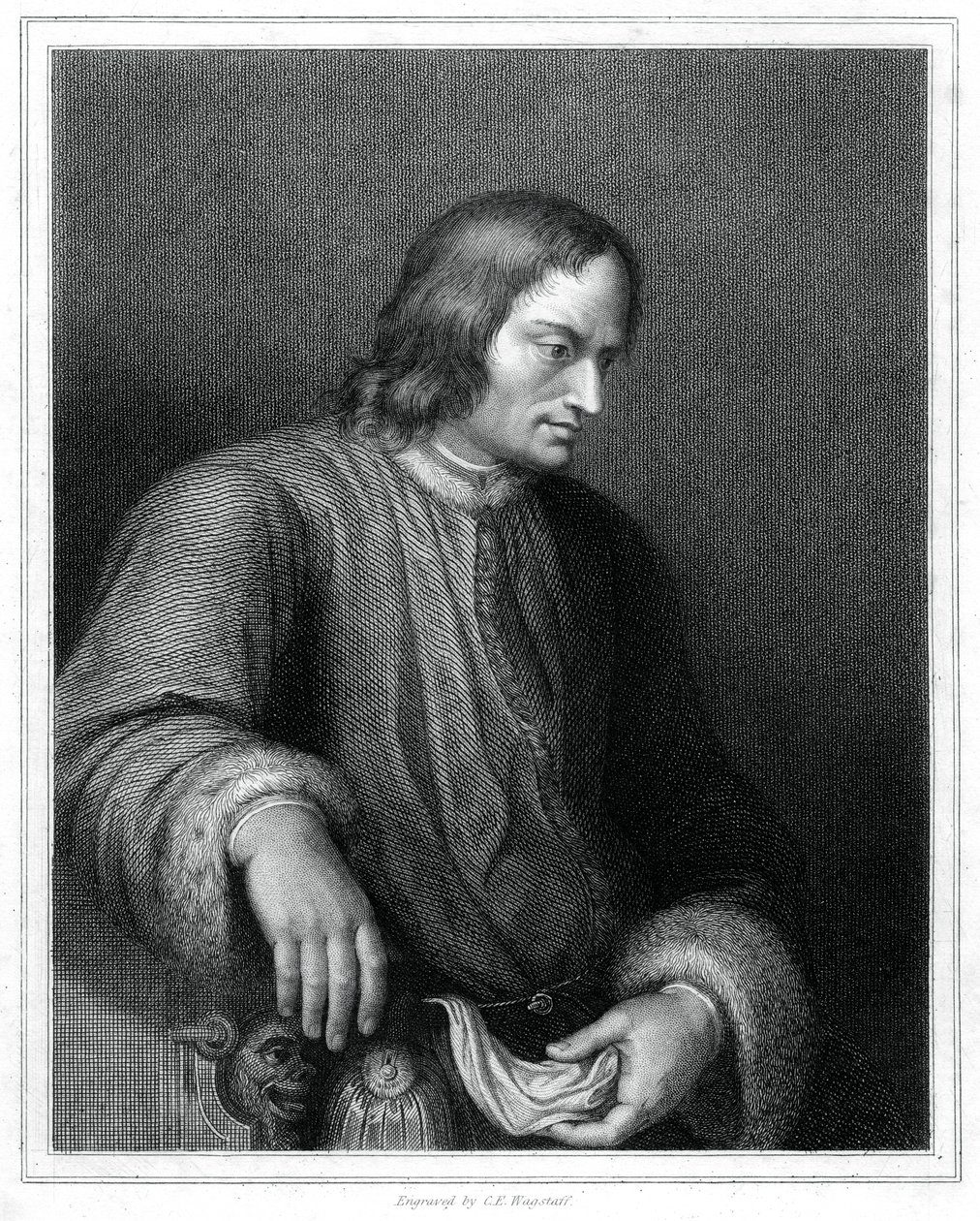 Lorenzo de Medici, italiensk statsmand og hersker over den florentinske republik, 1833. af C. E. Wagstaff