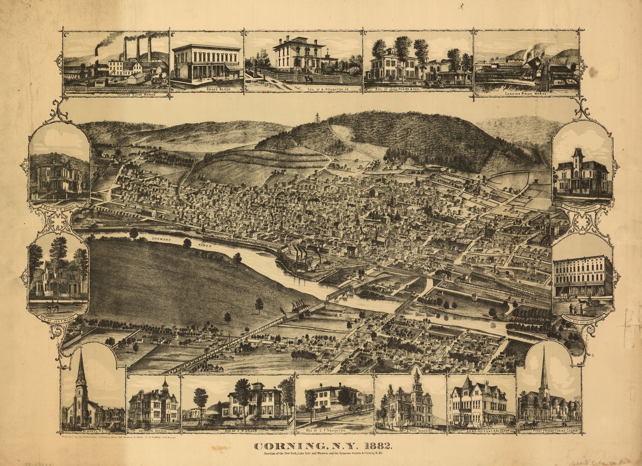 Fugleperspektiv. Tilgængelig også via Library of Congress-webstedet som et rasterbillede. Indeholder col. syg. LC-kopi falmet og snavset. Anskaffelseskontrolnr. 1-88 af C. J. Philadelphia Publishing House; Corbin