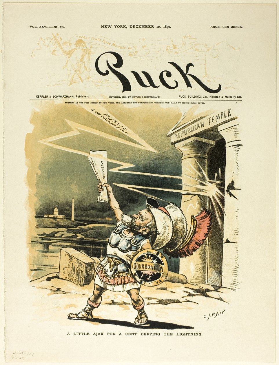 Lidt Ajax for en cent, der trodser lynet, fra Puck af C. Jay Taylor