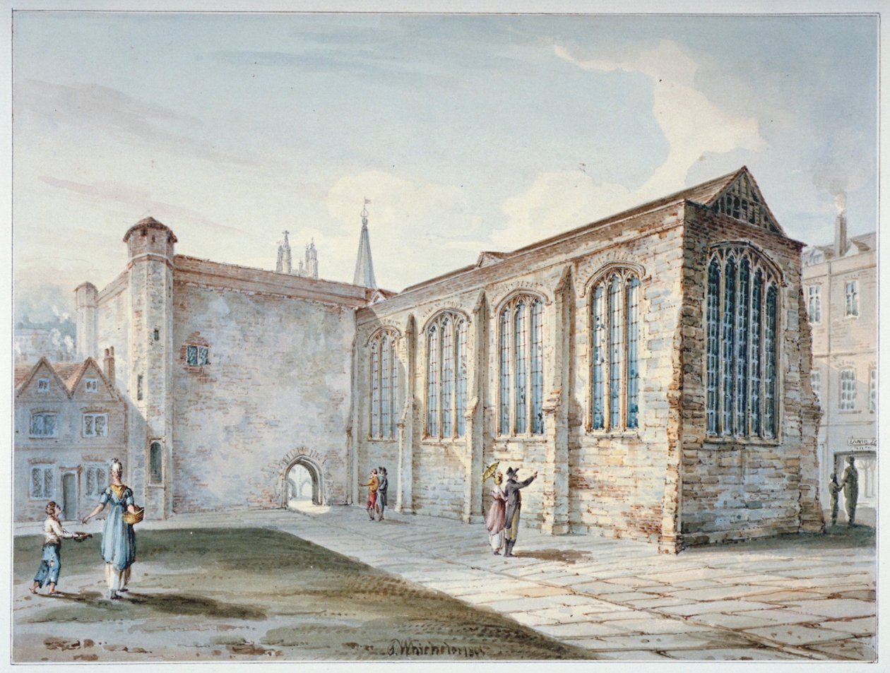 Holy Trinity Chapel, Leadenhall Street, kendt som Leadenhall Chapel, City of London, 1805. af C John M Whichelo