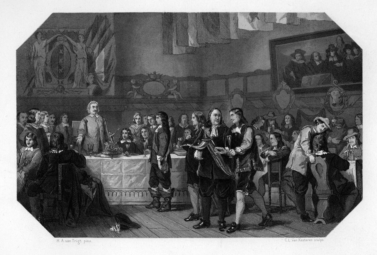 St Lukes Feast, Amsterdam, Holland, 21. oktober 1653 c1870. af Domenico del Barbiere