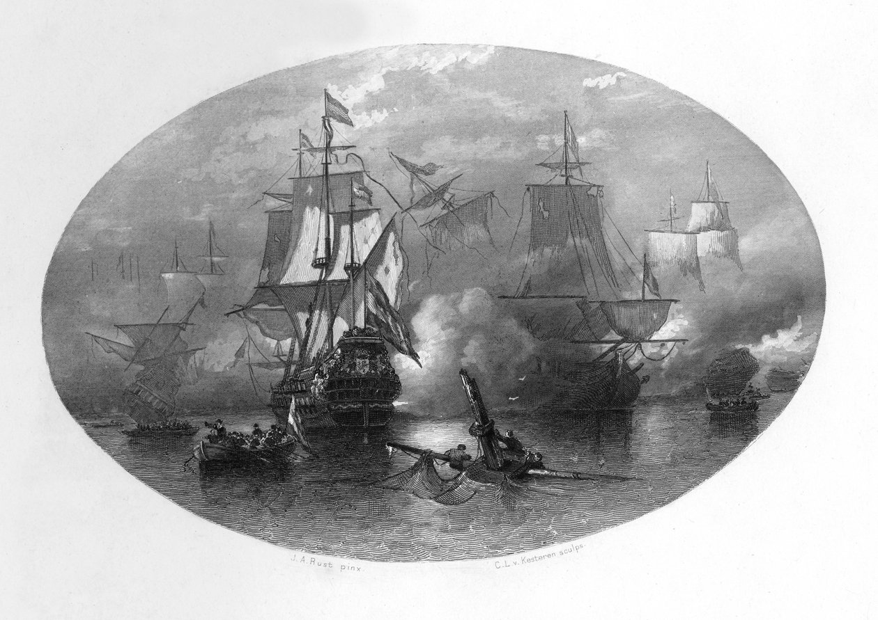 Søslaget ved Sole Bay, 1672, c1870 af Domenico del Barbiere