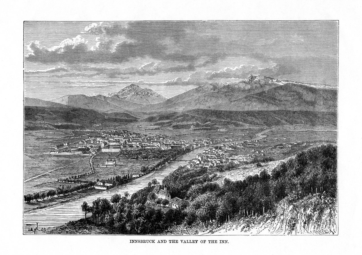 Innsbruck and the Valley of the River Inn, Østrig, 1879 af C. Laplante