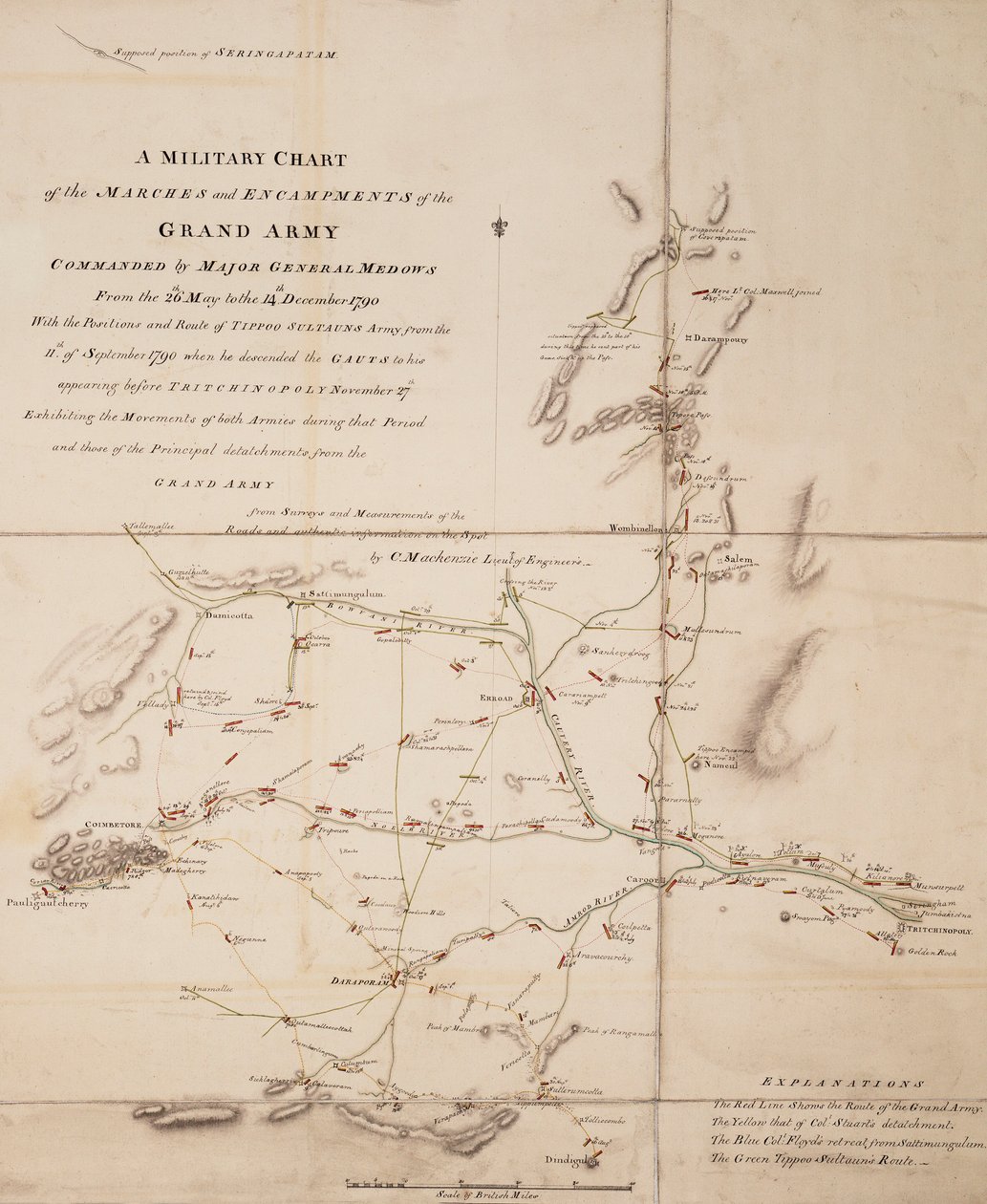 En militær oversigt over den store hærs marcher og lejre under ledelse af generalmajor Medows fra 26. maj til 14. december 1790. af C. Mackenzie