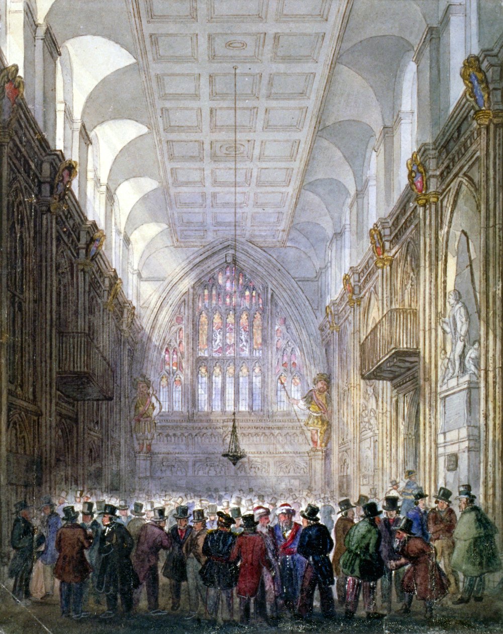 Interiør af Guildhall, City of London, 1838. af C Matthews