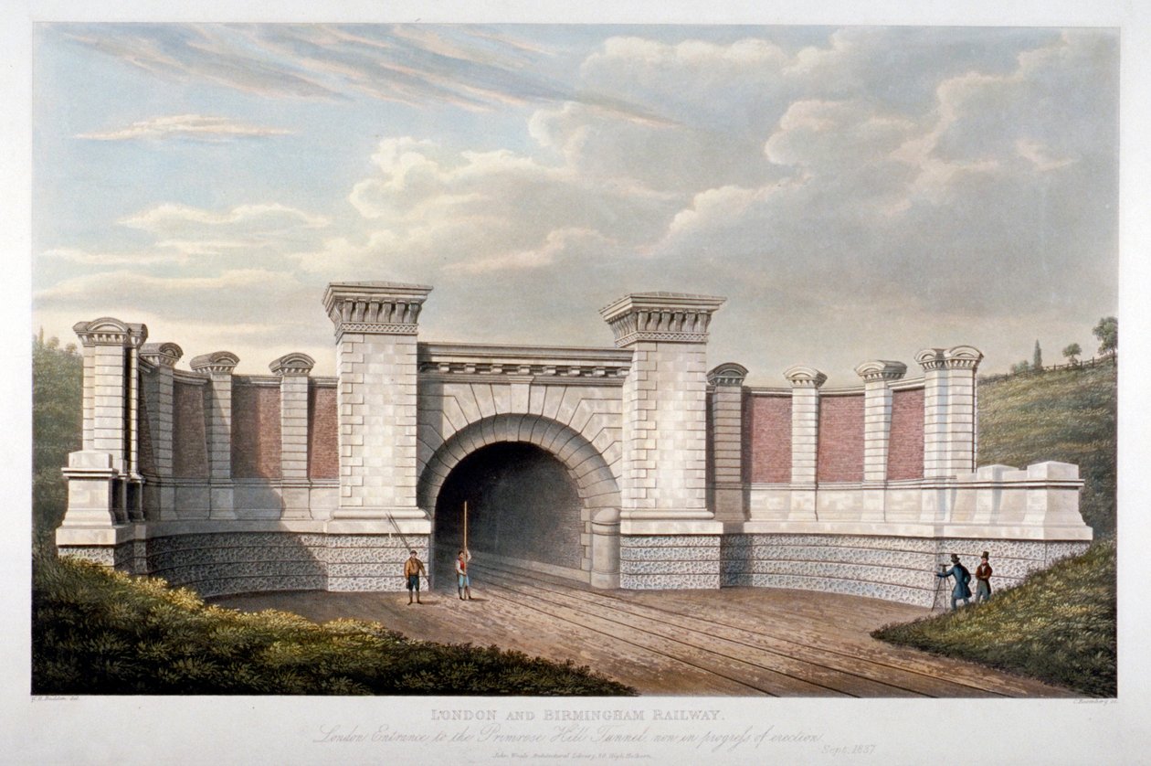 Primrose Hill Tunnel af London og Birmingham Railway, 1837 af C Rosenberg