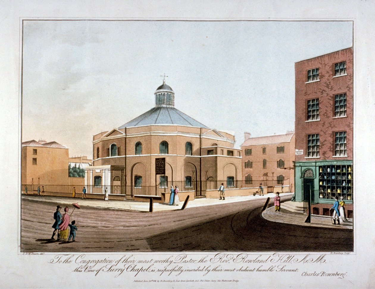 Surrey Chapel, Blackfriars Road, Southwark, London, 1816 af C Rosenberg