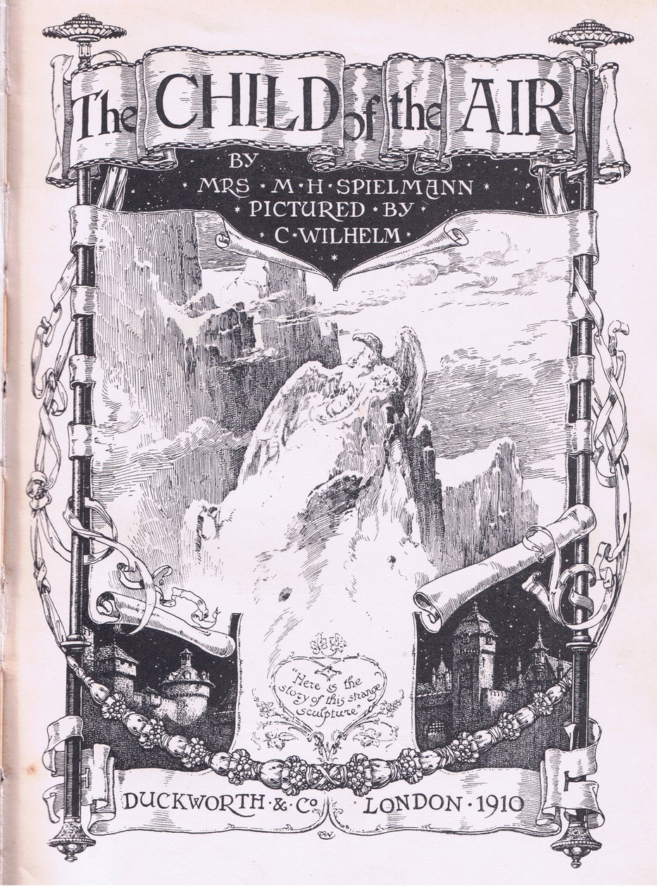 Titelsidedesign fra The Child of the Air pub.af Duckworth af C. Wilhelm