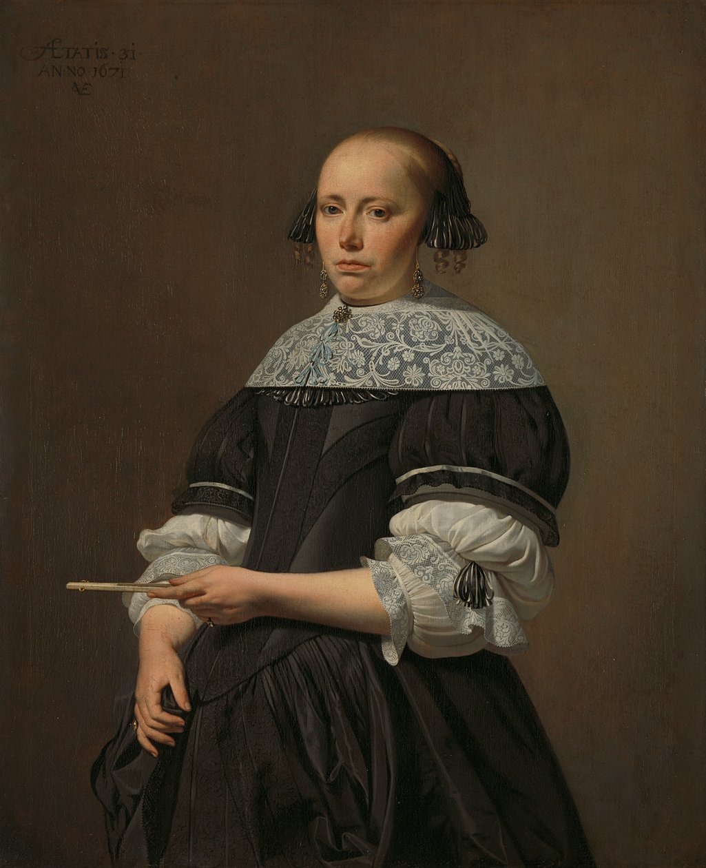 Portræt af Elisabeth Kessel (1640-1717). af Caesar van Everdingen
