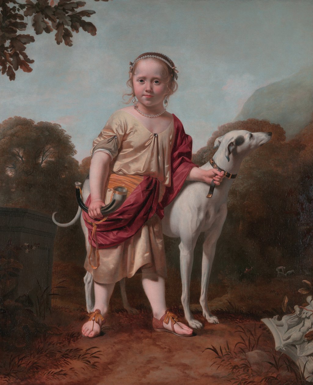 Portræt af en pige som jæger, af Caesar van Everdingen af Caesar van Everdingen