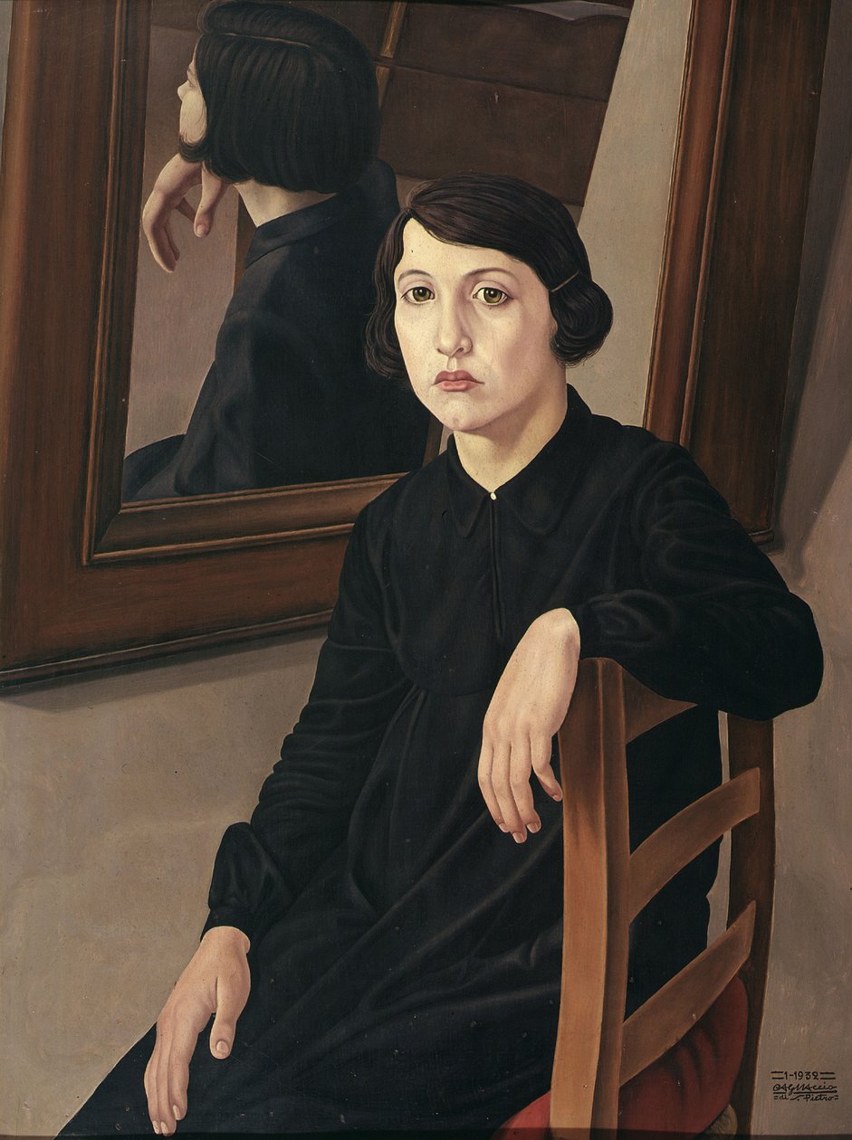 Pigen foran et spejl, 1932. af Cagnaccio di San Pietro