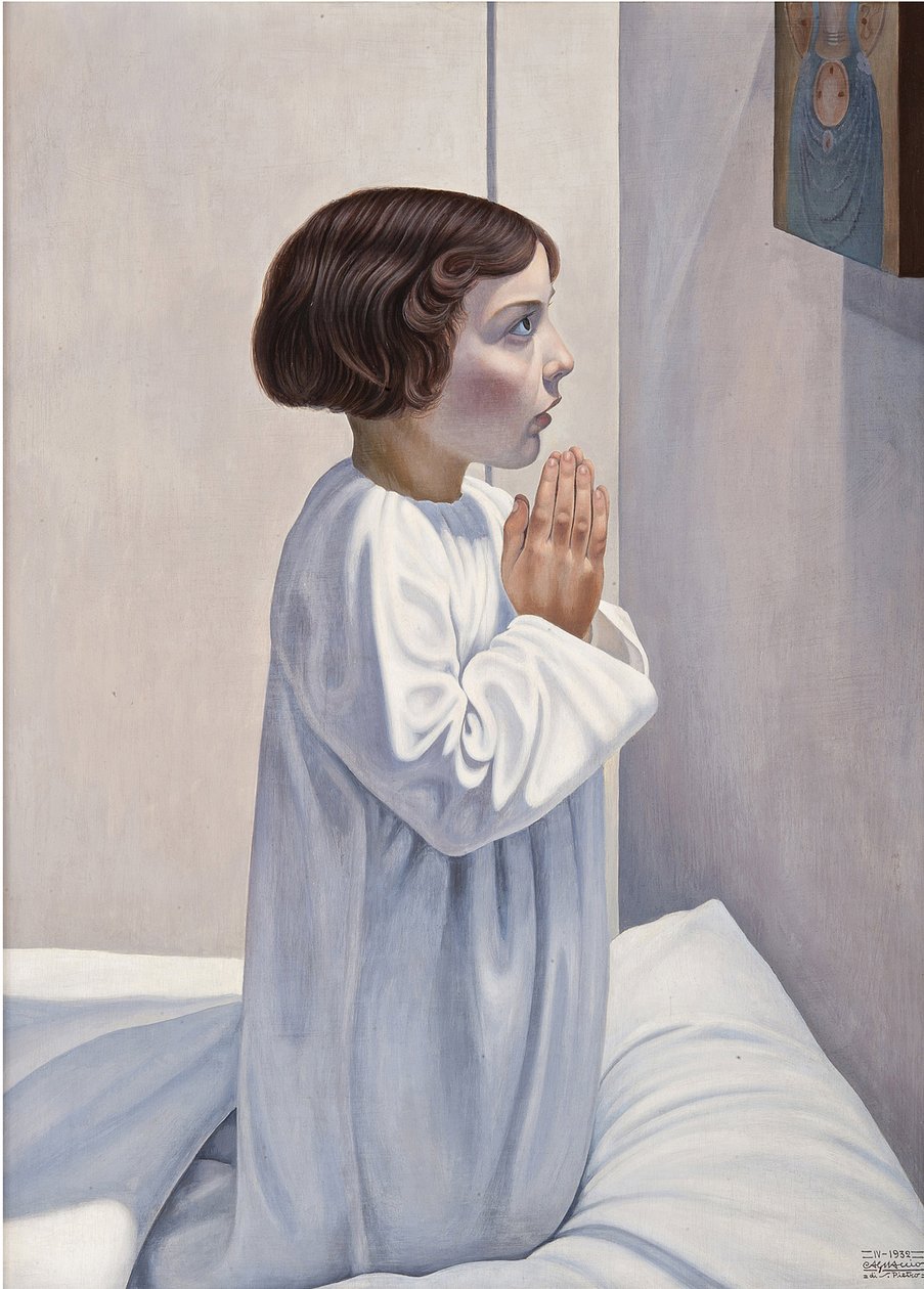 Bøn (la priere) af Cagnaccio di San Pietro (1897-1946). Olie på træ, størrelse: 80x60 af Cagnaccio di San Pietro