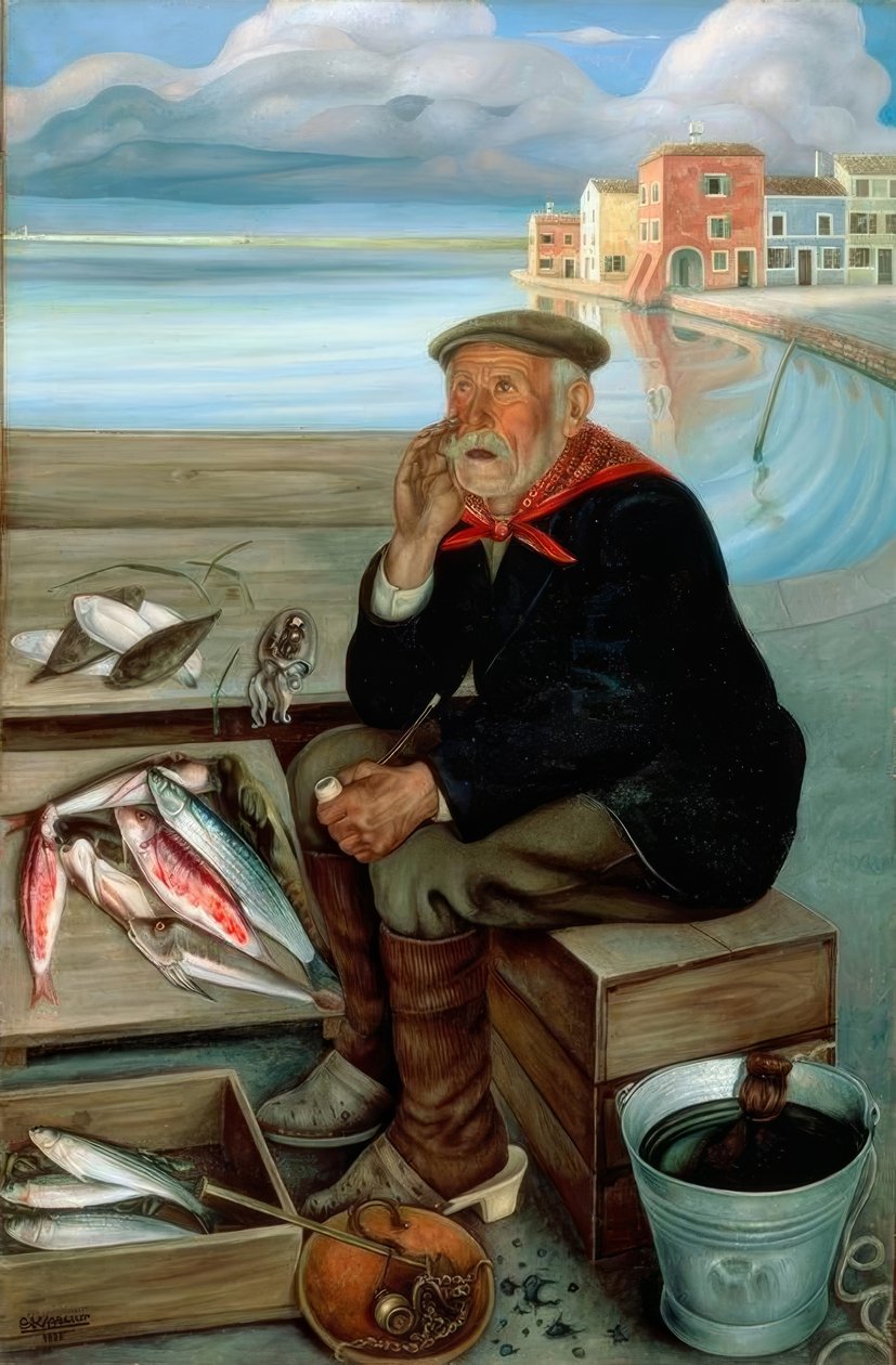Fisk sælger af Cagnaccio di San Pietro